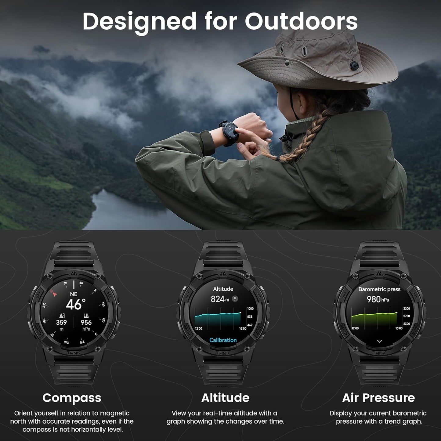 Kospet TANK S2 Rugged Smartwatch GPS Silicone Black