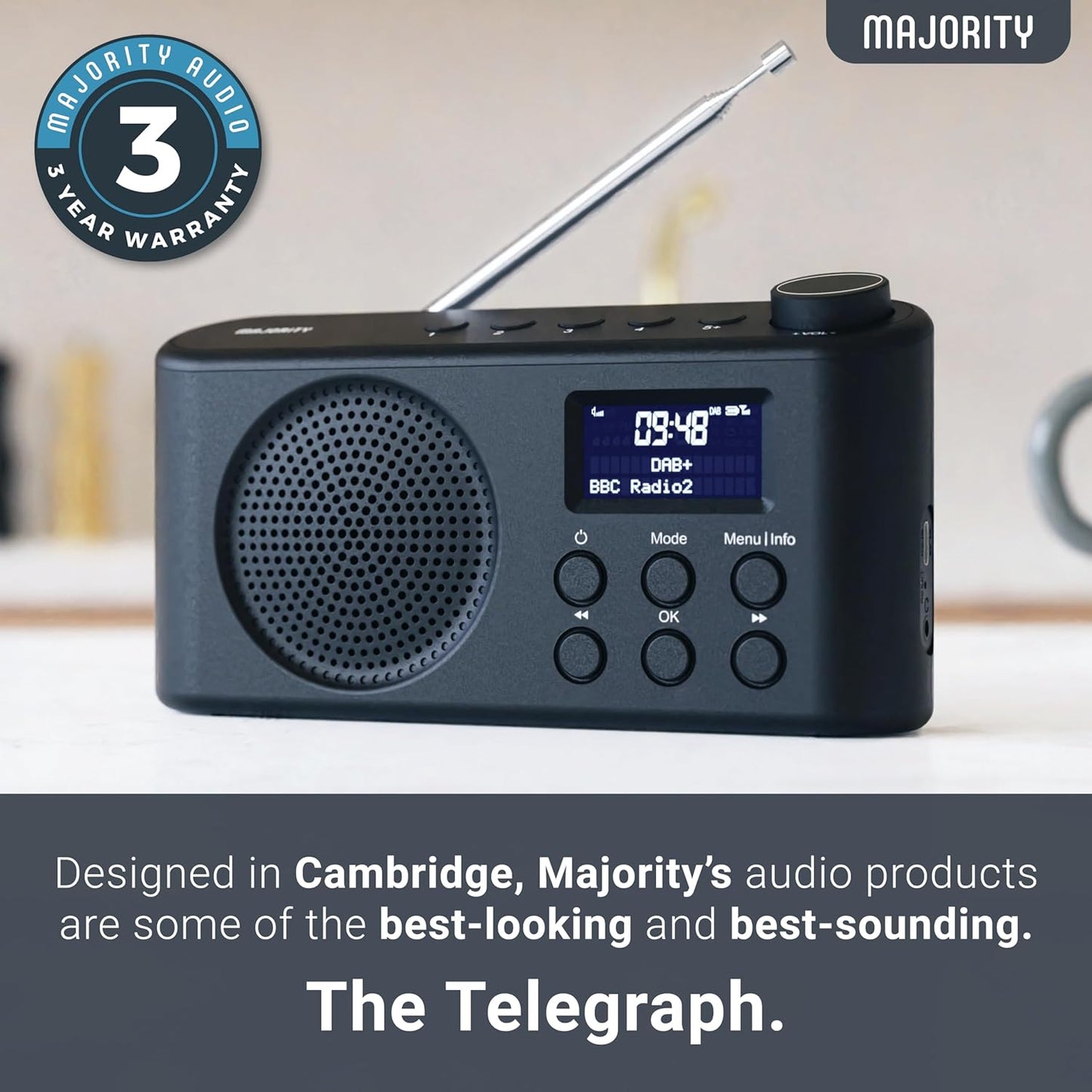 Majority Radio ORWELL Portable with Display & Bluetooth-USB-FM Radio