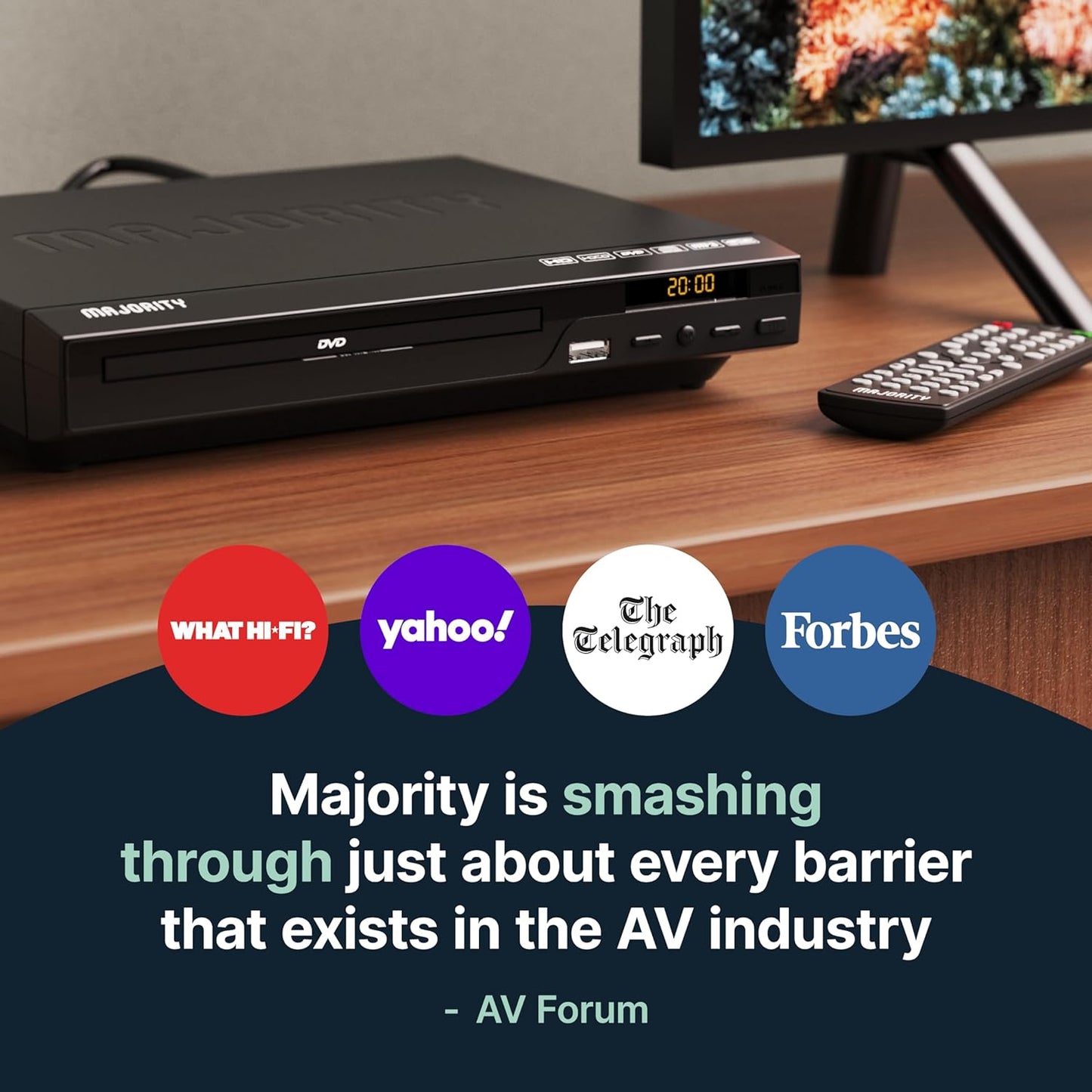 Majority DVD Player for TV HDMI and RCA Ports Multi Region Slim with RC