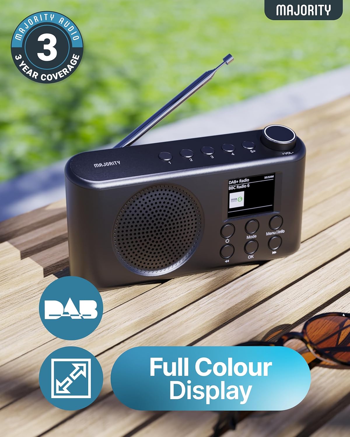 Majority ORWELL Pro Portable FM/DAB Radio with Display & Bluetooth USB-C Rechargeable