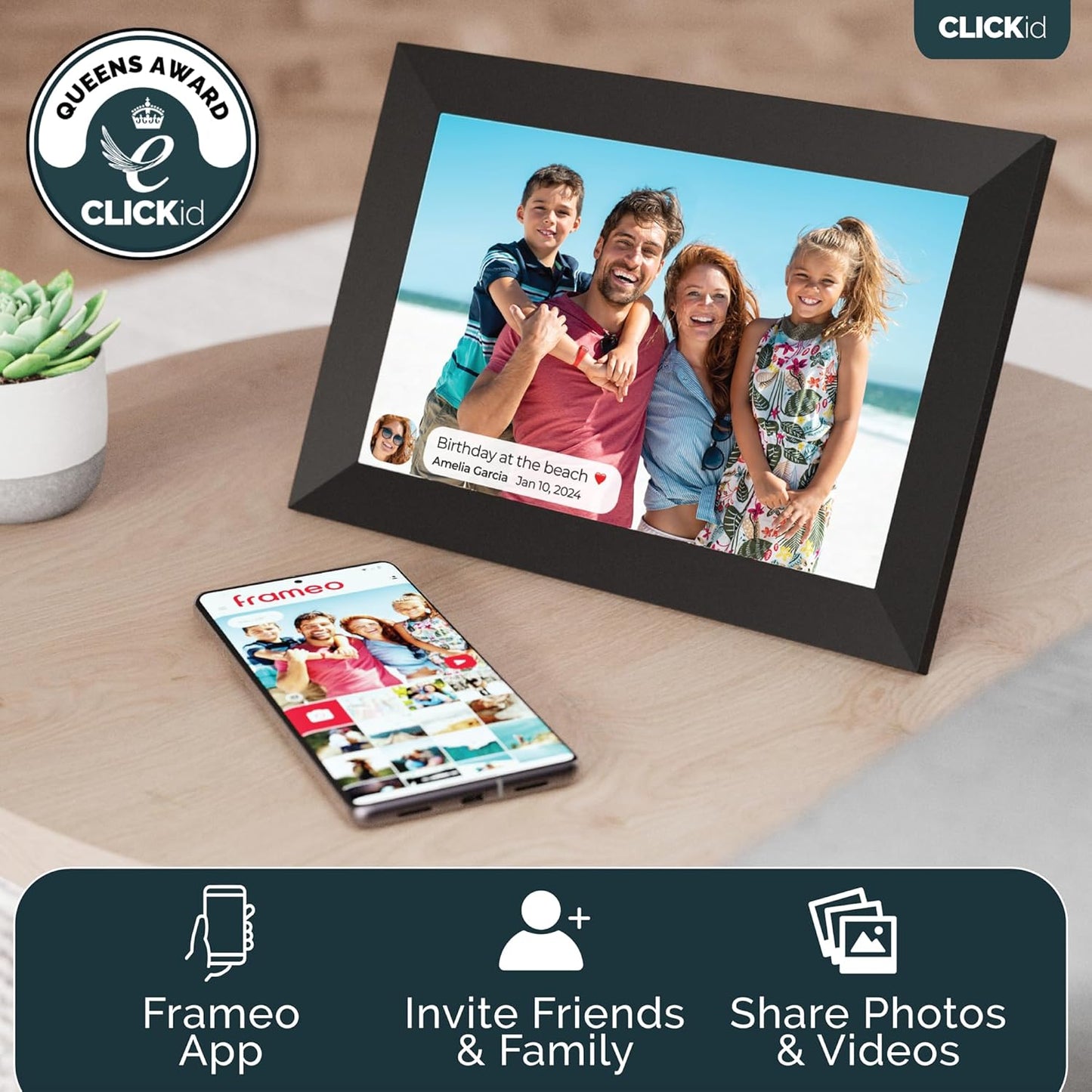 Majority CLICKid Snap10 10.1'' Photo Frame with Frameo App WiFI/Touch