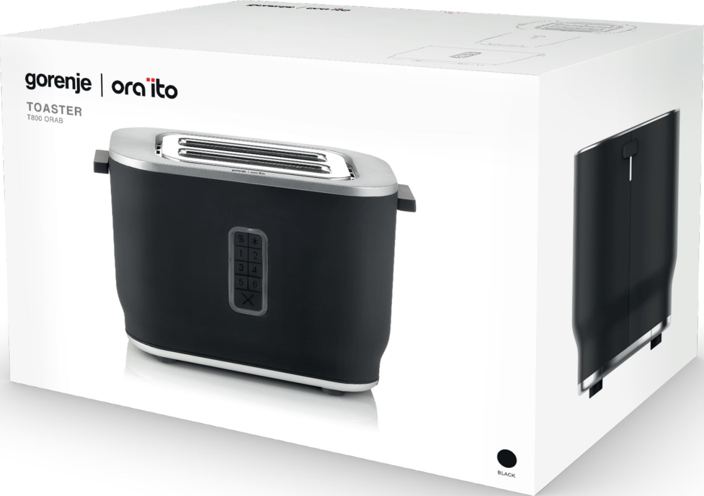 Gorenje T800ORAB Kitchen Toaster 800W 2 Slots 6 Heating Levels Black