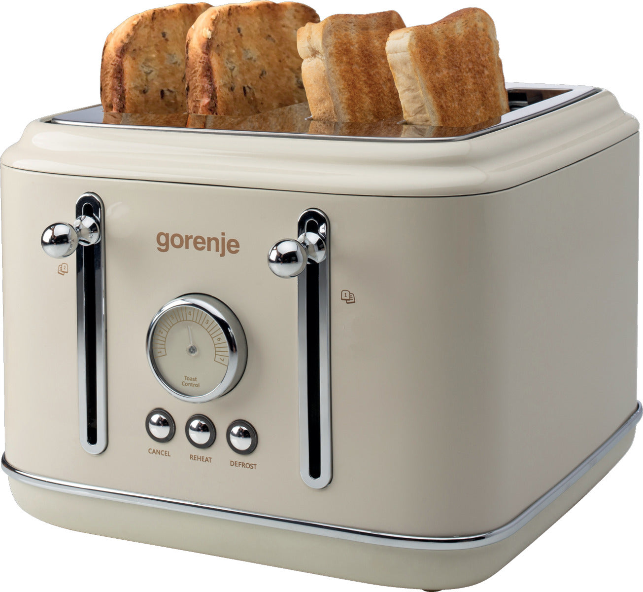 Gorenje T2300CLIN Kitchen Toaster 2300W 4 Slots 6 Heating Levels Classico Ivory