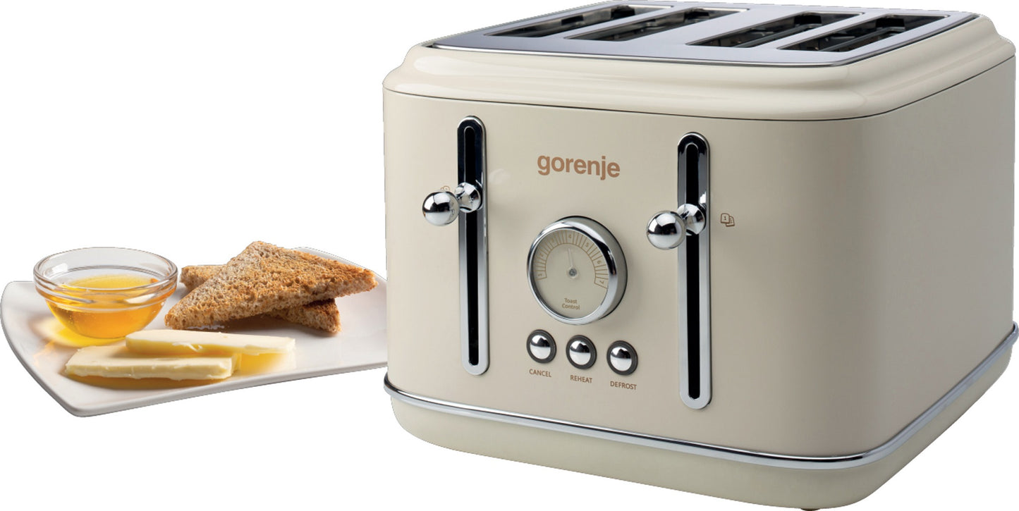 Gorenje T2300CLIN Kitchen Toaster 2300W 4 Slots 6 Heating Levels Classico Ivory