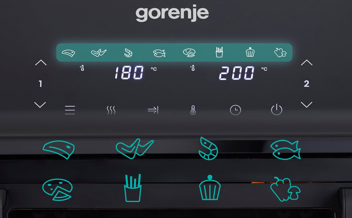 Gorenje Kitchen Air Fryer 2700W 9L 8 Programs 2x Independent Cavities AF2700BP