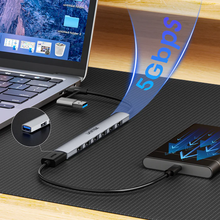 Unitek H1209A USB-A Hub 7-Port USB2.0 with 0.15m cable