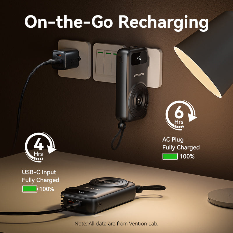 Vention Powerbank Wireless+Travel Charger 6in1 10000mAh Black FHXB0