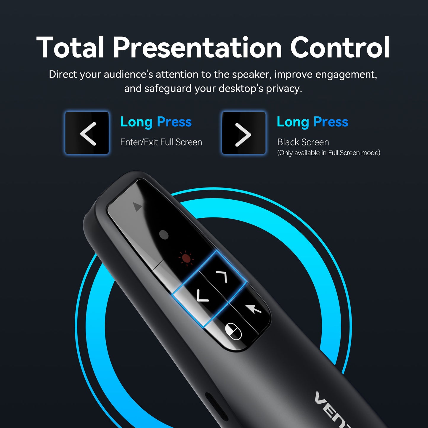 Vention KQPB0 Wireless Presenter Red Laser Pointer & Air Mouse Rechargeable