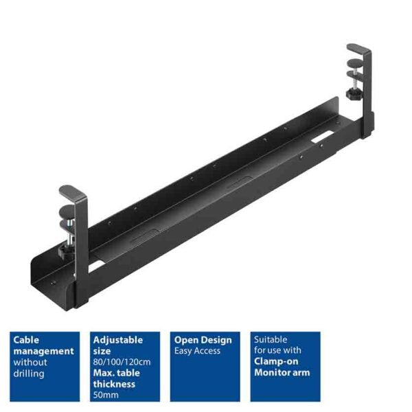 ACT AC8376 UNDER DESK EXTENDABLE CABLE MANAGEMENT TRAY W/CLAMP MOUNT