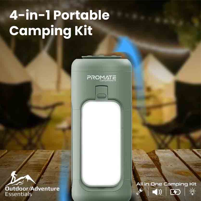 PROMATE CAMPMATE-4 MULTIFUNCTIONAL CAMPING KIT/6000mAh POWERBANK, BT SPEAKER
