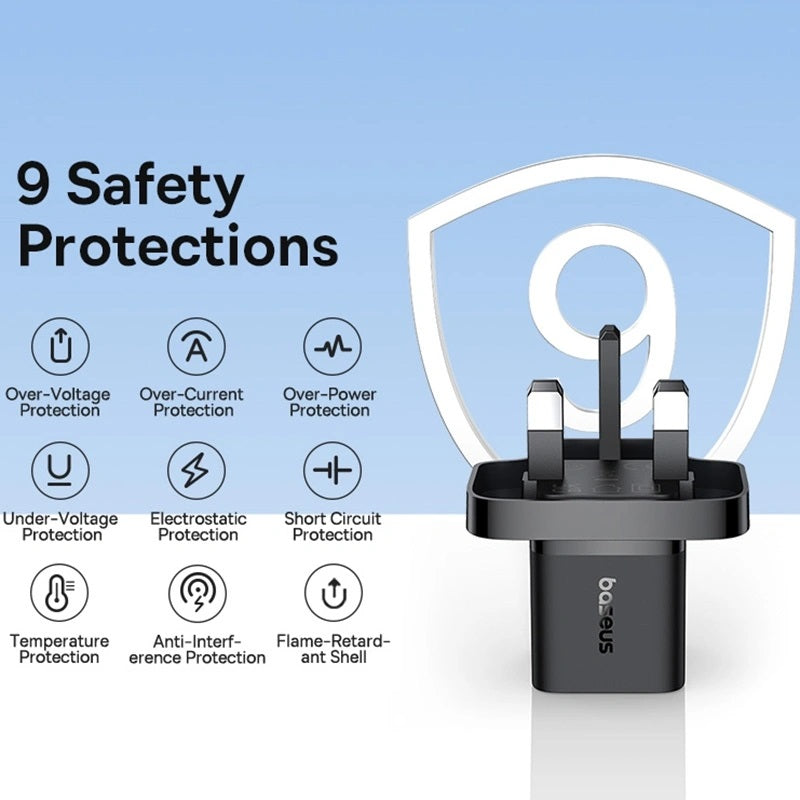 Baseus Charger Wall 20W USB-C UK MINI GaN5 Black