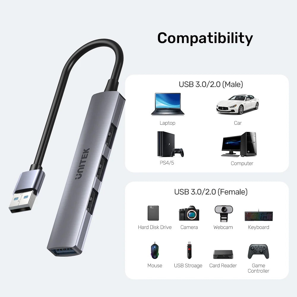 Unitek H1208A USB-A Hub 4port 3xUSB2.0 1xUSB3.0