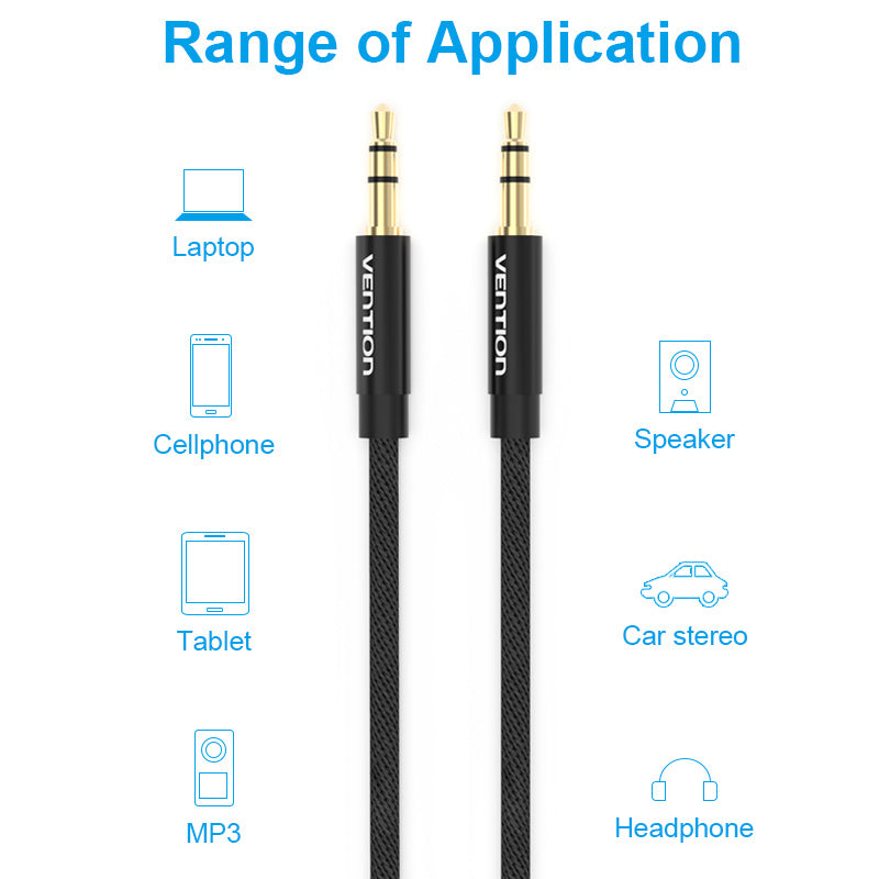 Vention BAGBH AUDIO 3.5mm M-M Cable Braided Metal 2.0m