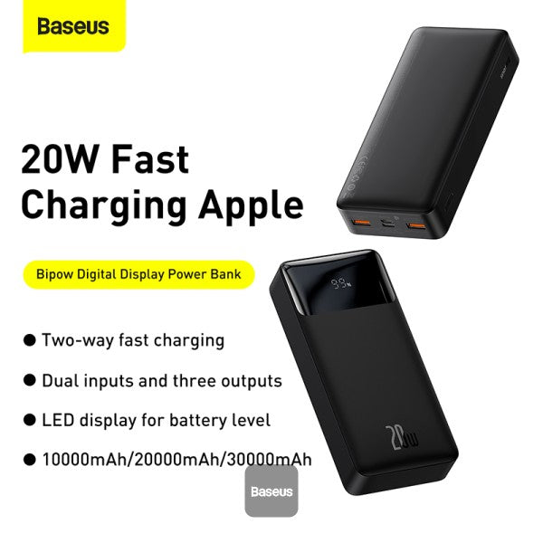 Baseus Powerbank 20W 20000mAh Bipow Black