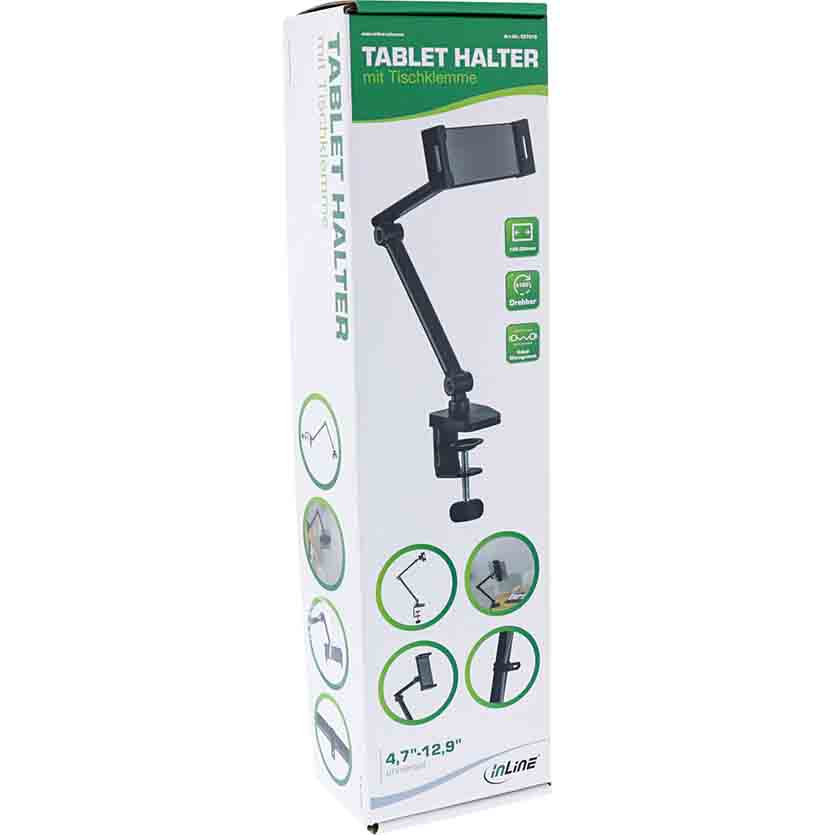 INLINE 55721S TABLE HOLDER WITH TABLE CLAMP, UP TO 12.9”, BLACK