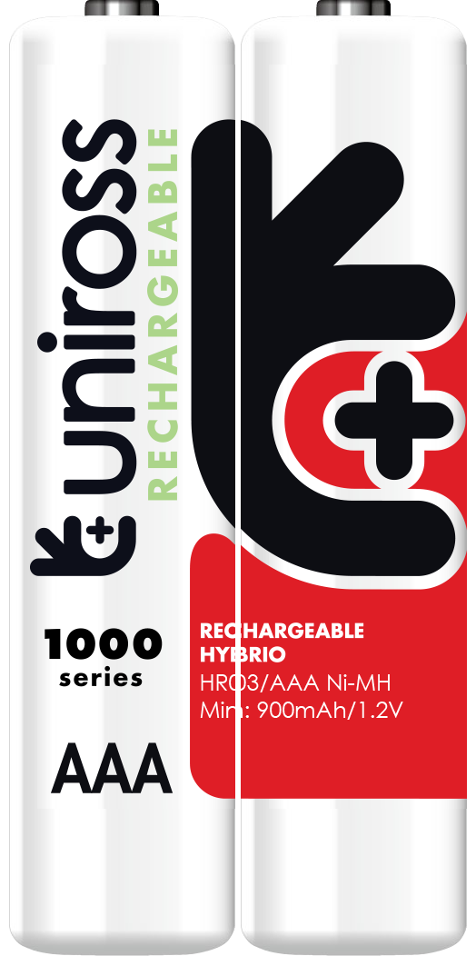 Uniross AAA 1000 Hybrio Rechargable Batteries 4Pcs