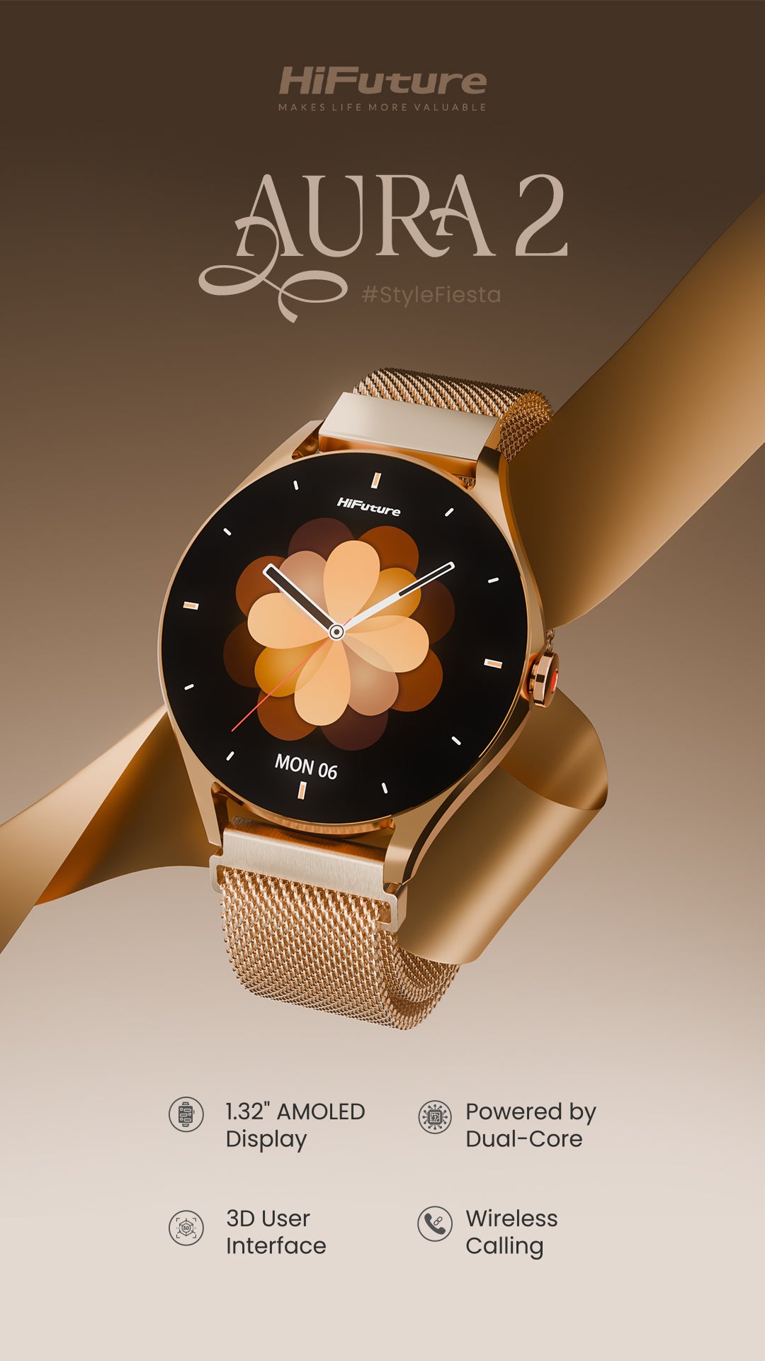 HiFuture Lifestyle SmartWatch AURA 2 Rose Gold