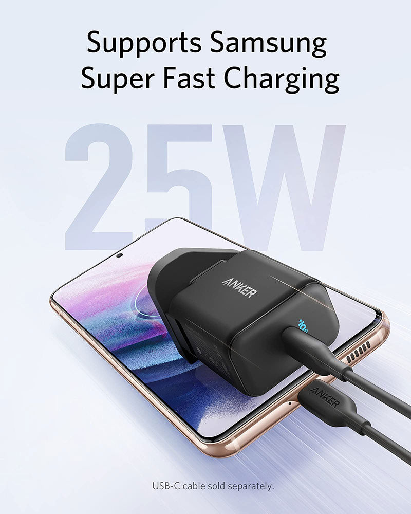 Anker PowerPort III 25W USB-C Wall Charger with UK EU & US plug