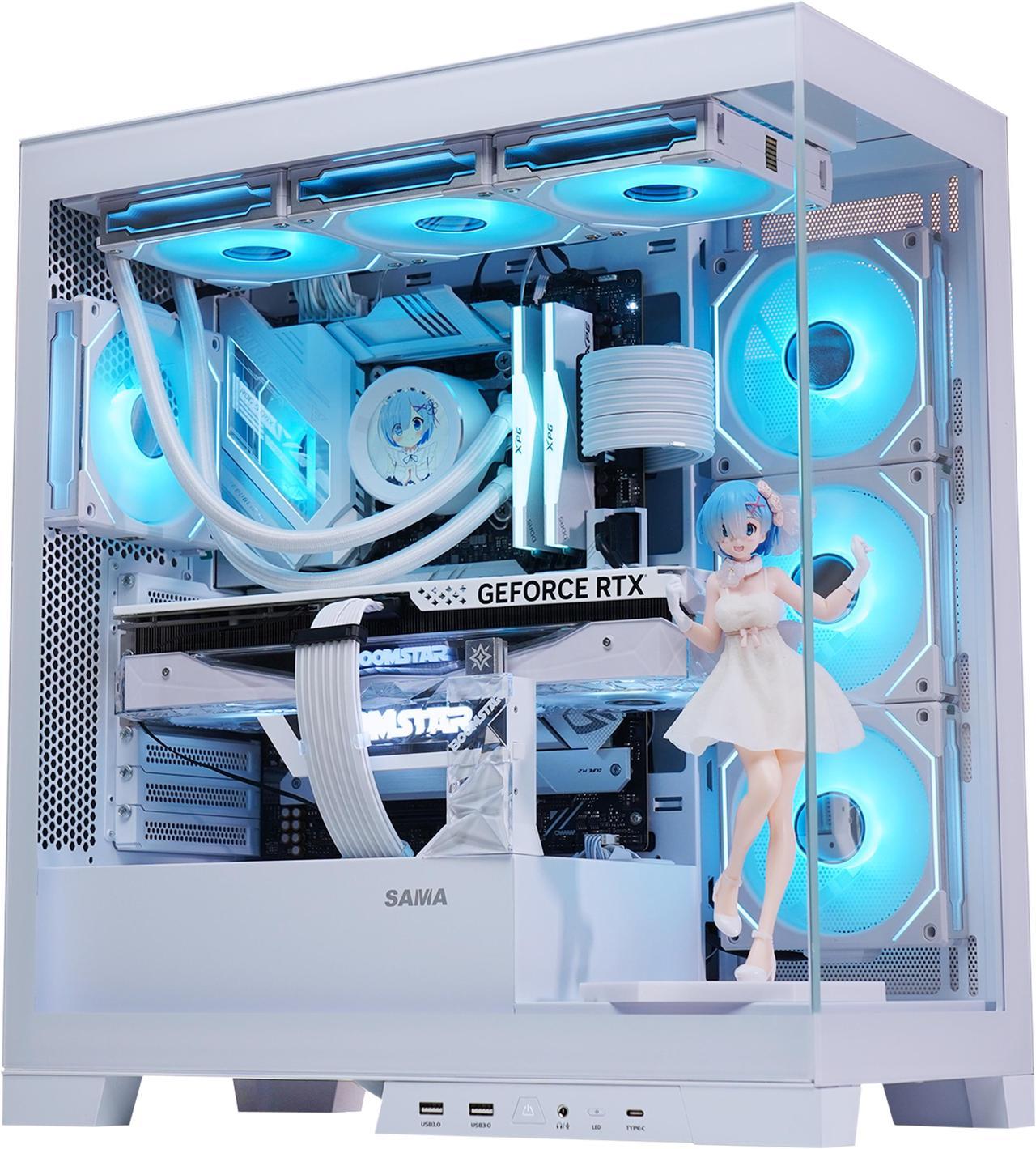 SAMA, 4503 WHITE FULL TOWER 40SERIES GPU DOUBLE TEMPERED GLASS GAMING PC CASE
