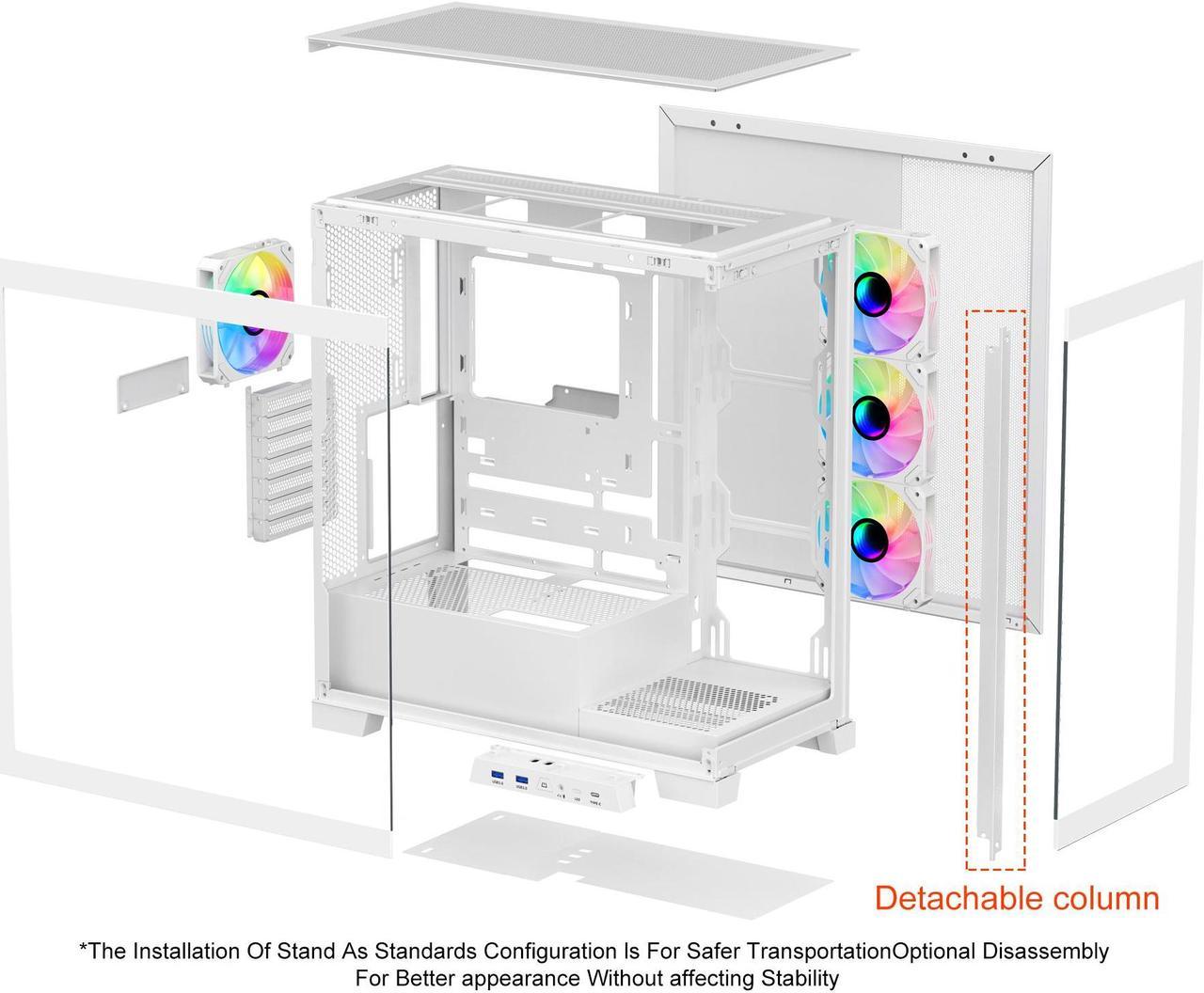 SAMA, 4503 WHITE FULL TOWER 40SERIES GPU DOUBLE TEMPERED GLASS GAMING PC CASE