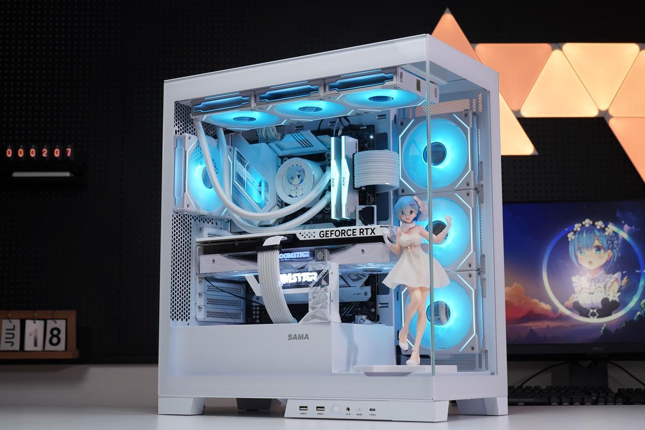 SAMA, 4503 WHITE FULL TOWER 40SERIES GPU DOUBLE TEMPERED GLASS GAMING PC CASE