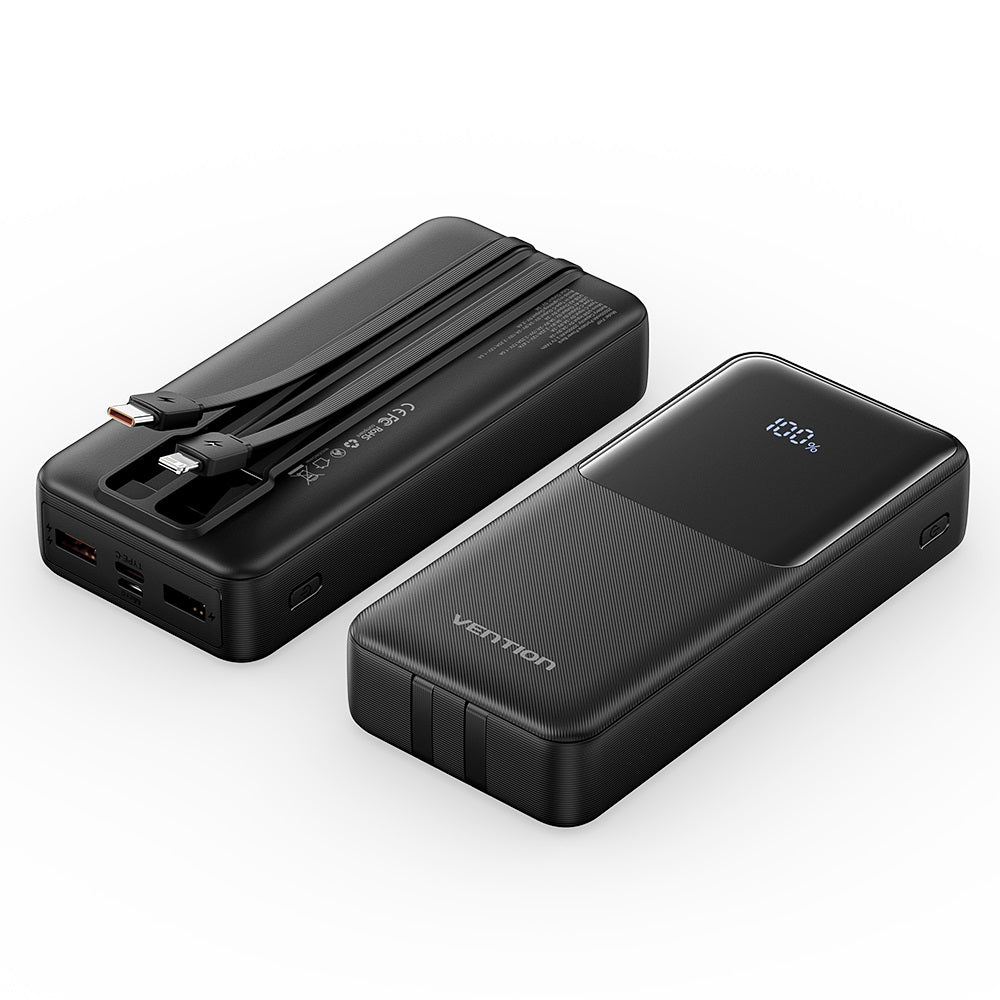 Vention Powerbank 20000mAh 22.5W Built-in USBC+Lighting Black FHPB0