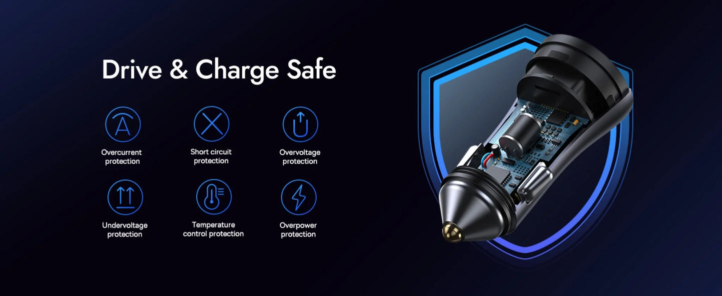 Baseus Car Charger C+C 60W Golden Contactor Max Dark GrayDuplicate