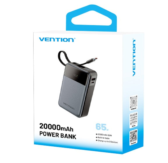 Vention Powerbank 20000mAh 65W+Built-in USBC FHYB0
