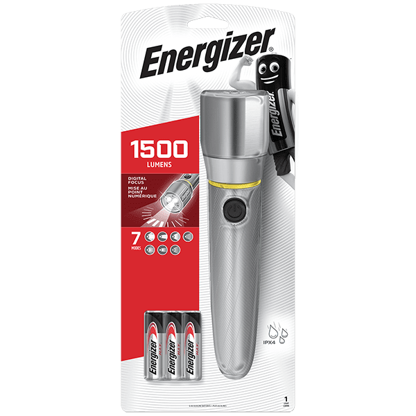 Energizer Vision HD Metal Torch 1500 Lumens IPX4 (6xAA Batteries Included)
