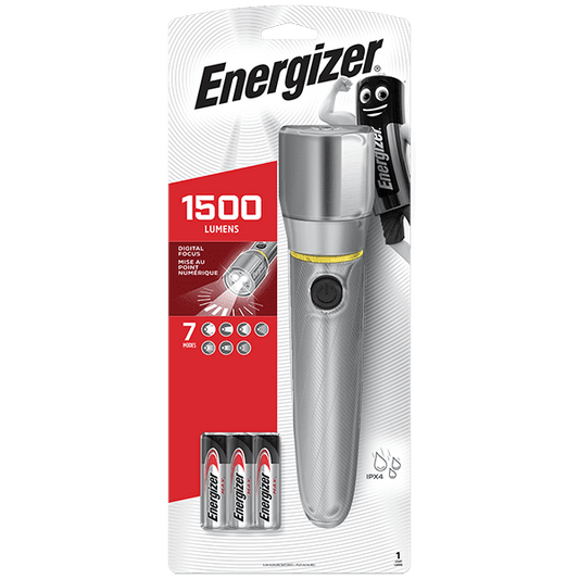 Energizer Vision HD Metal Torch 1500 Lumens IPX4 (6xAA Batteries Included)