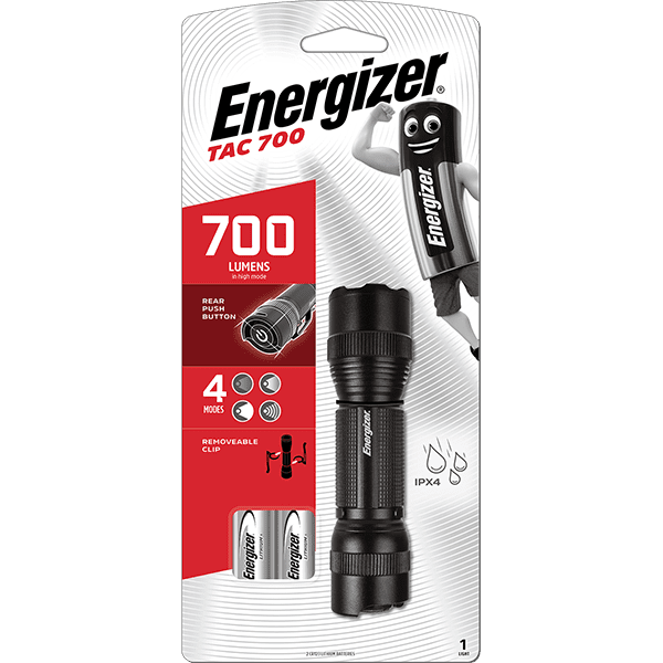 Energizer Tactical 700 Torch Light 700 Lumens IPX4 (2x CR123 Lithium Batteries Included)