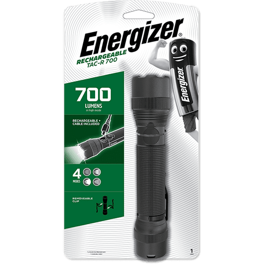 Energizer Tactical 700 Rechargeable USB-C Torch 700 Lumens IPX4 (Includes USB-C Charging Cable)