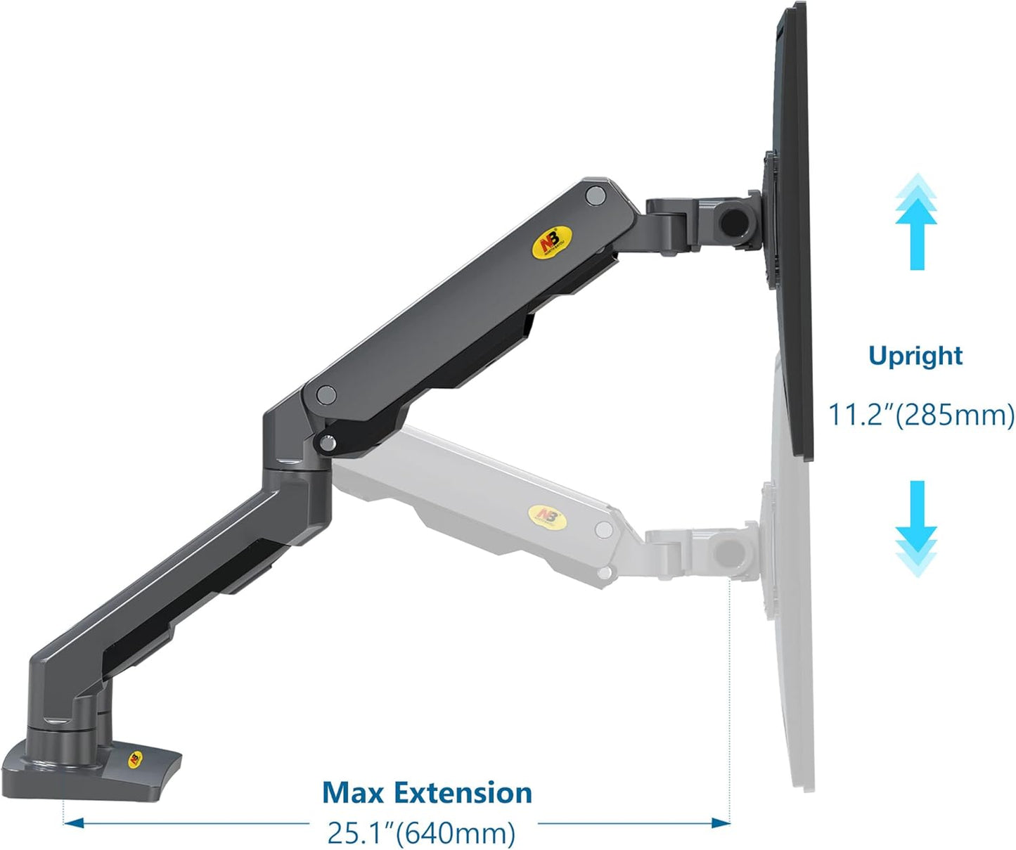 NBMounts G65 Dual Arm Heavy Duty Gas Desk Monitor Mount