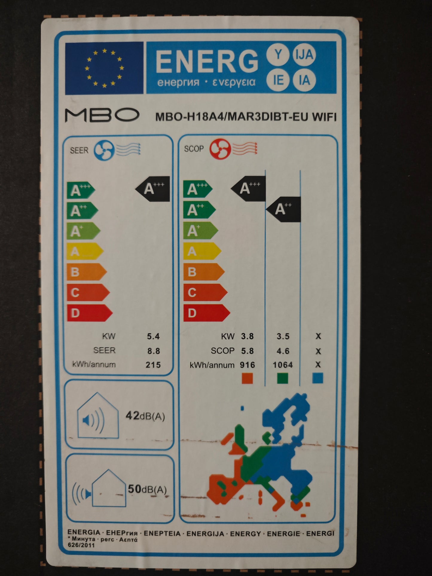MBO H18A4/MAR3DIBT-EU Wi-Fi 18000BTU Air Conditioner Inverter A+++ / A+++ R32
