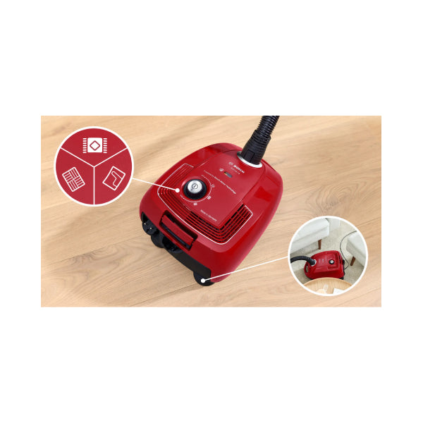 BOSCH BGB38RD2 Series 4 Vacuum Cleaner with Bag, Red
