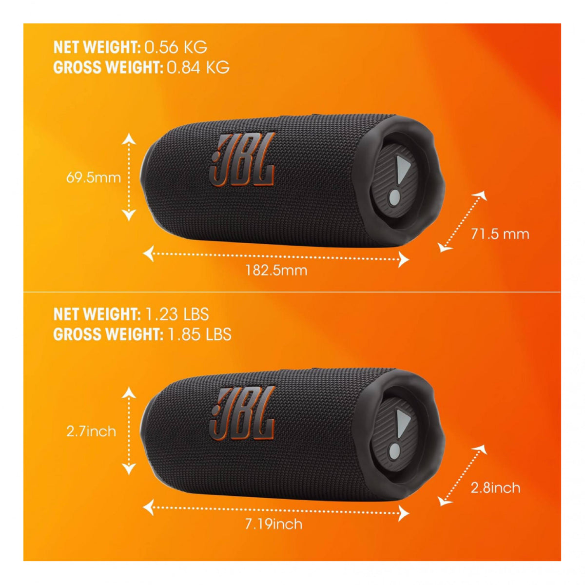 JBL Flip 7 Bluetooth Speaker Water/Dust proof IP68 Black