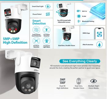 Dahua IP 5.0MP Wifi PT Dome Dual Illumination P5D-5F-PV