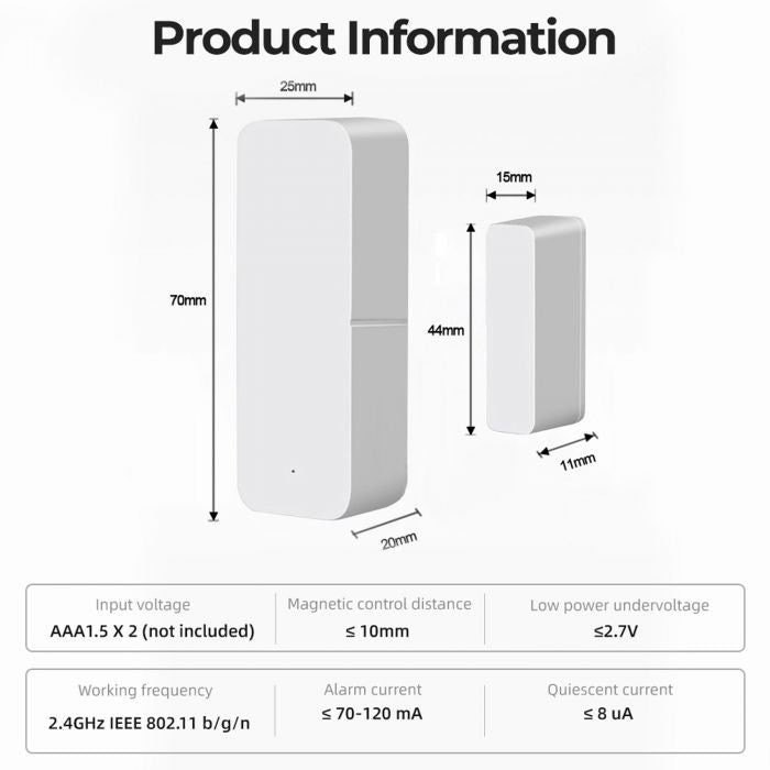 Tuya Smart WiFi Door Sensor Door Open/Closed Detectors