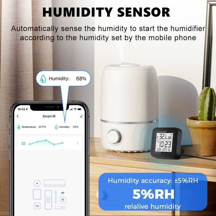 Tuya Smart Wifi IR Remote Control Universal Temperature Humidity Sensor For Air Conditioner Fan TV