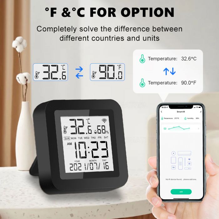 Tuya Smart Wifi IR Remote Control Universal Temperature Humidity Sensor For Air Conditioner Fan TV