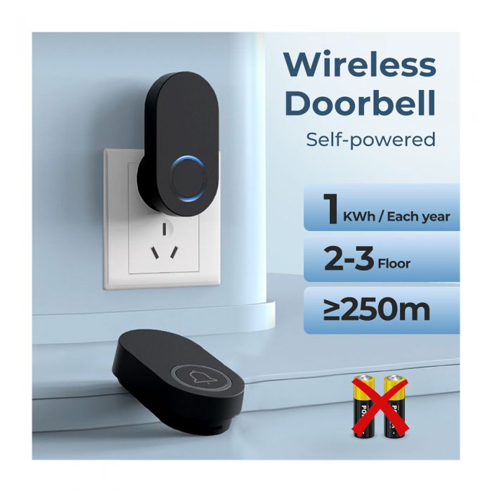 Wireless Doorbell No Need Battery 1 button + 1 receiver 250M Range UK Plug Waterproof 60 Chime 120dB