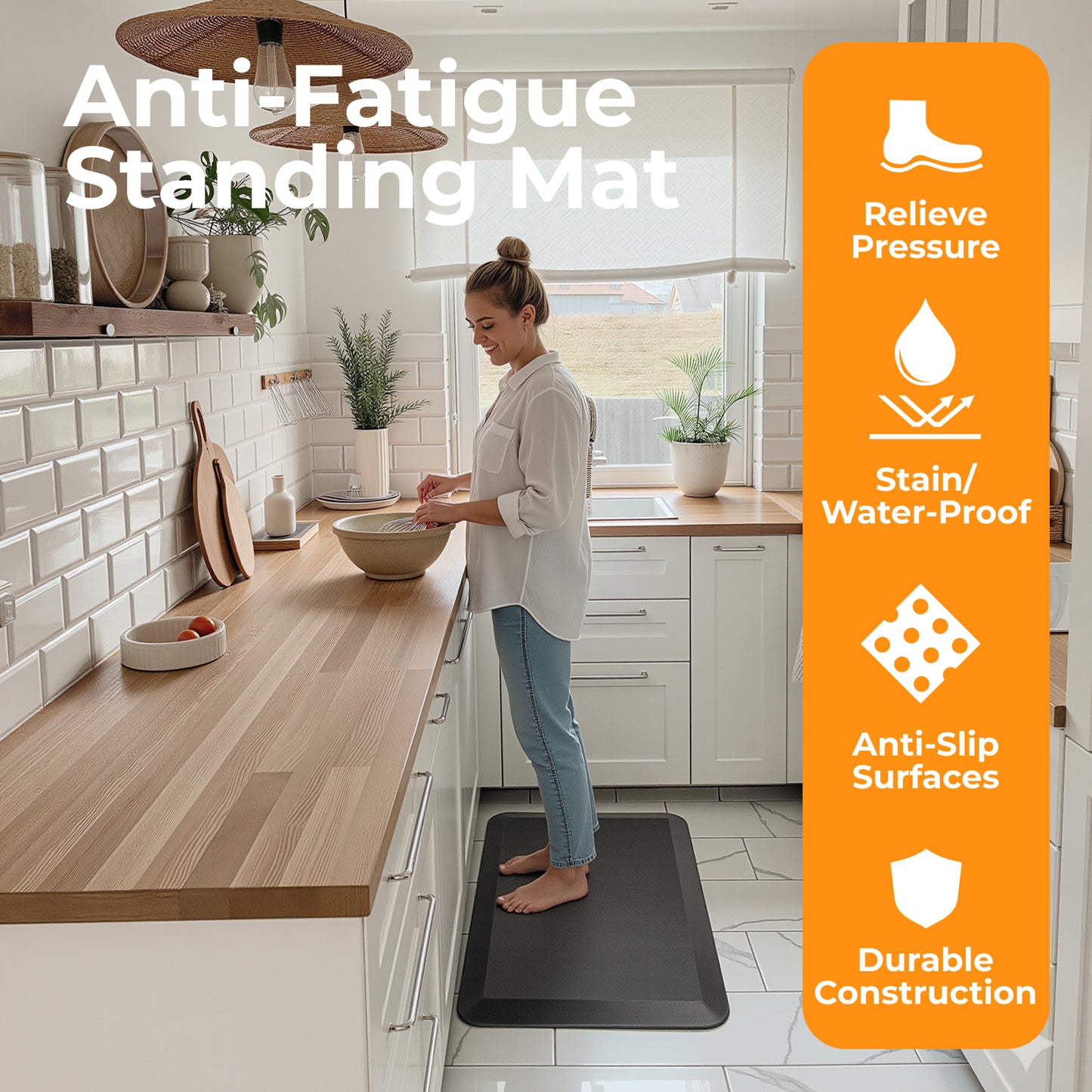 Lumivida STM02-5 Ergonomic Standing Mat Anti-Fatigue Shock Absorbion, Anti-Slip, Trip-Resistant, Waterproof