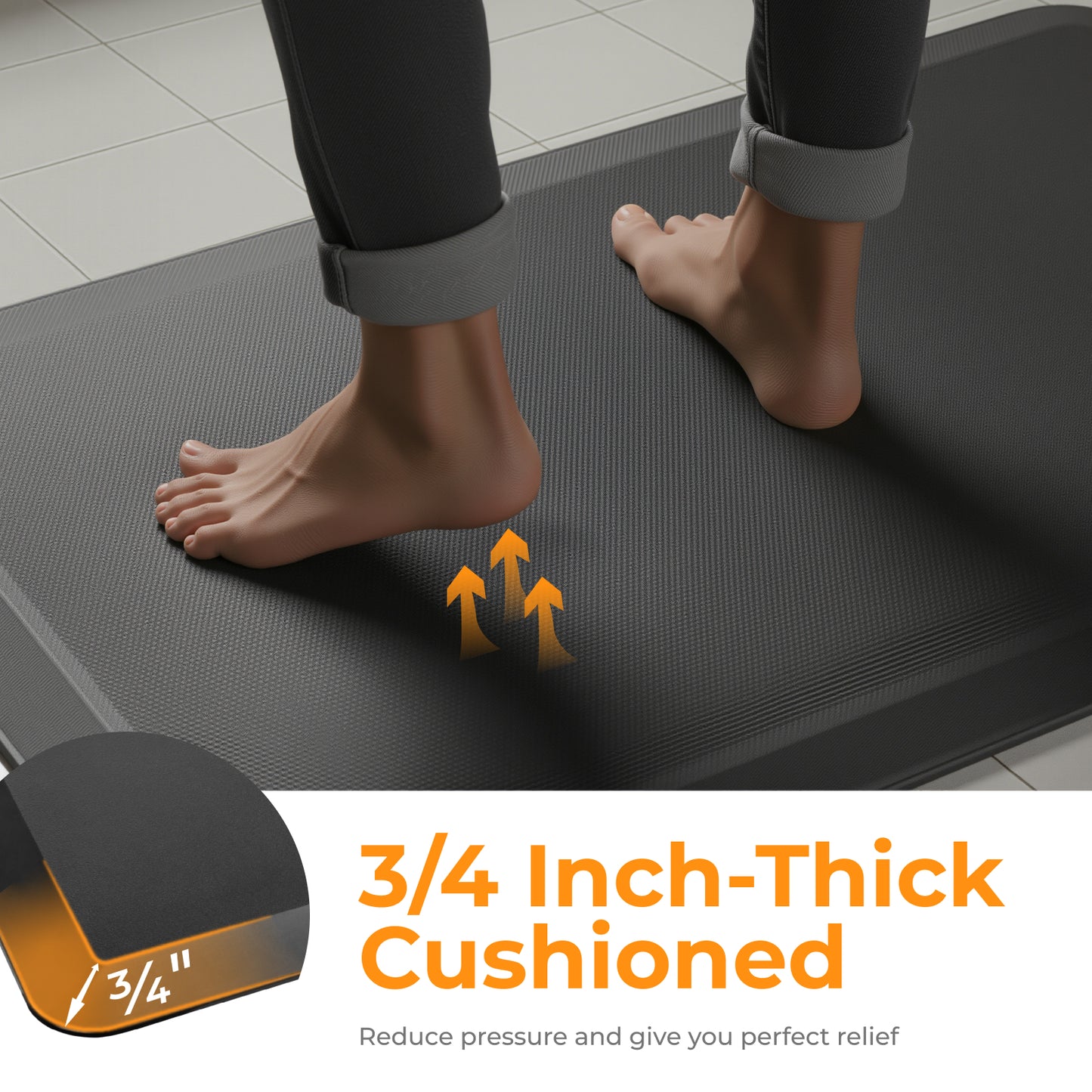 Lumivida STM02-5 Ergonomic Standing Mat Anti-Fatigue Shock Absorbion, Anti-Slip, Trip-Resistant, Waterproof
