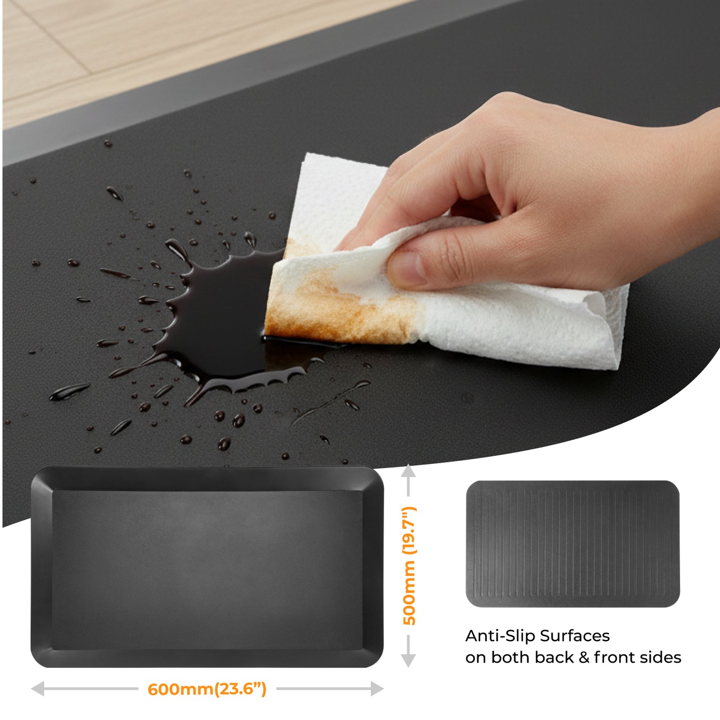 Lumivida STM02-5 Ergonomic Standing Mat Anti-Fatigue Shock Absorbion, Anti-Slip, Trip-Resistant, Waterproof