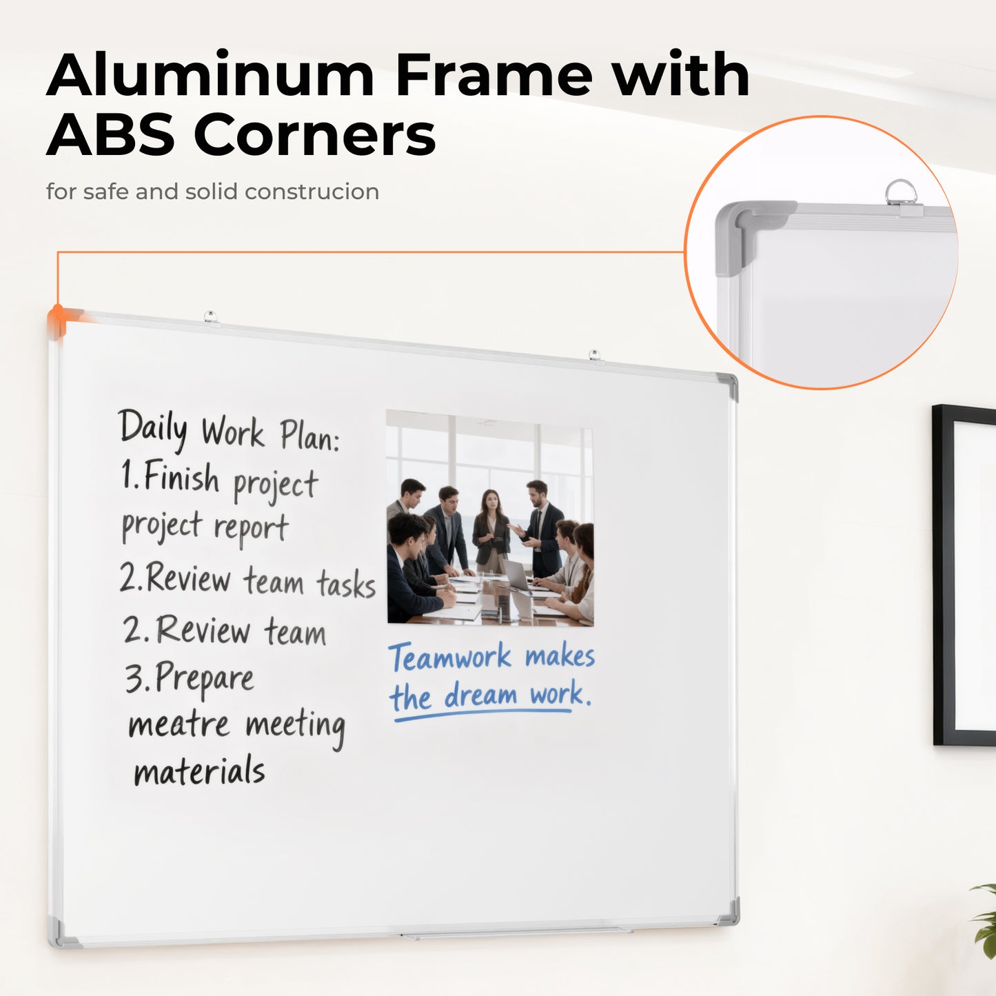 Lumivida WB02-1 Whiteboard Magnetic Dry-Erase Wall-Mounted Large