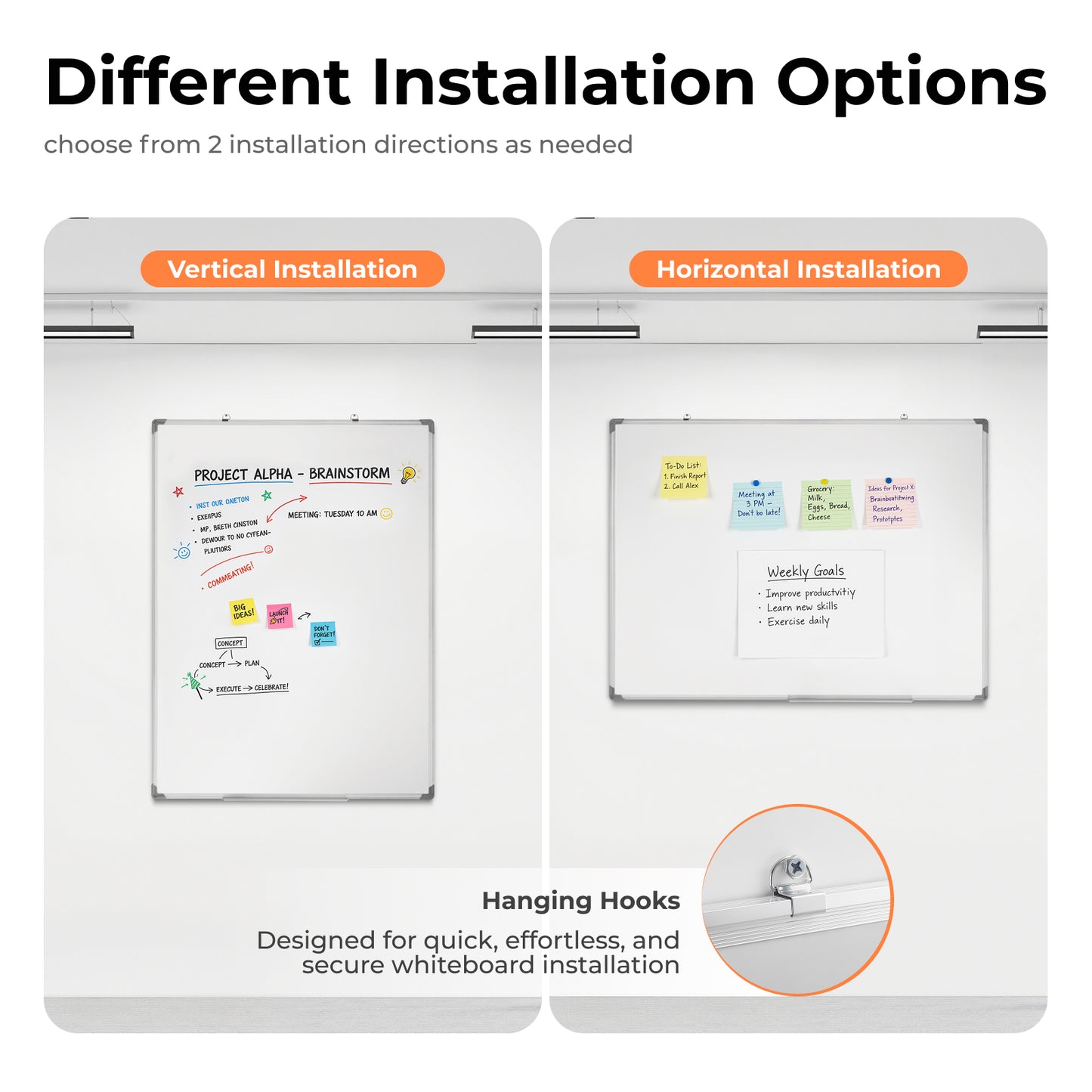 Lumivida WB02-1 Whiteboard Magnetic Dry-Erase Wall-Mounted Large