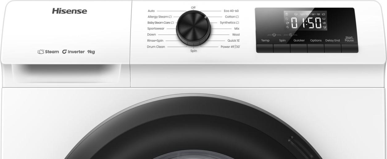 HISENSE WF1Q9041BW Washing Machine 9kg, White