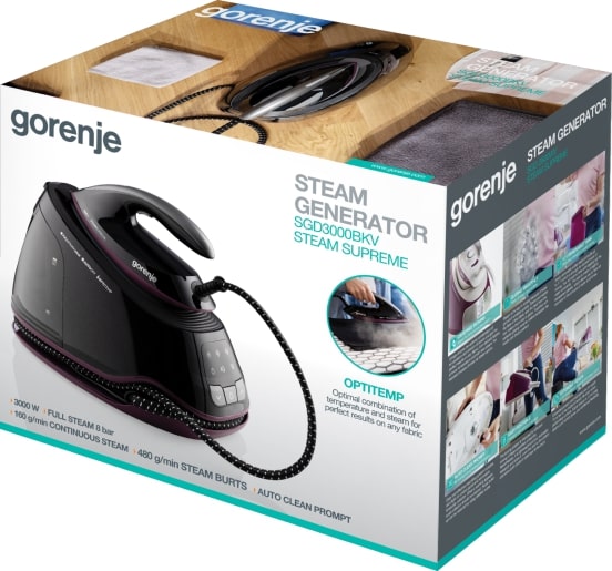 Gorenje Iron Steam Generator 3000W 8 BAR 1.5L Water Tank 160g/m SGD3000BKV