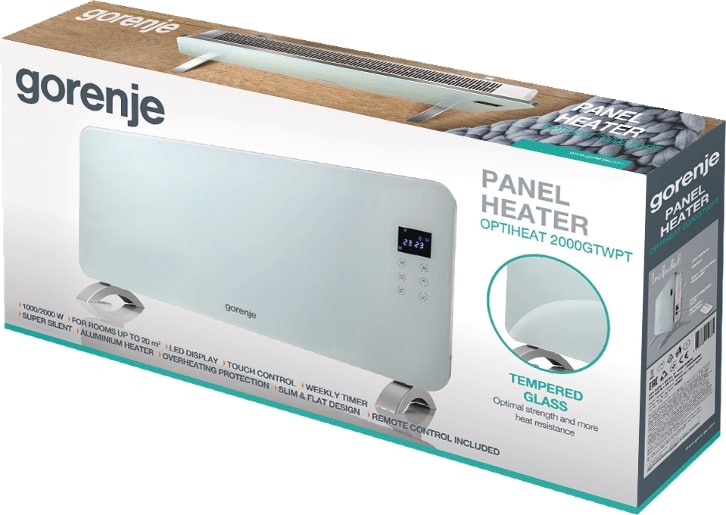 Gorenje Heater Glass Panel 2000W RC & Display OptiHeat 2000 GTWPT White