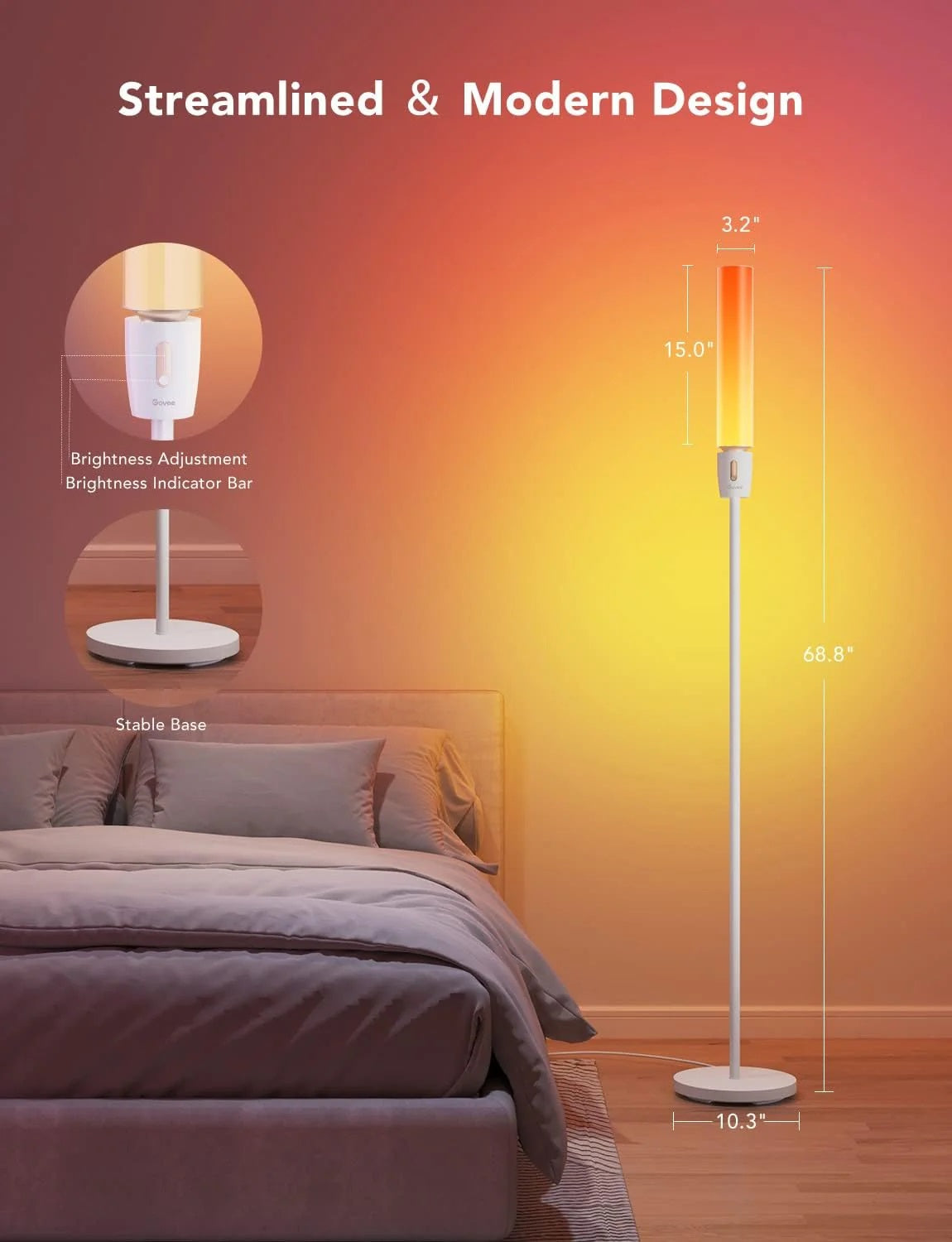 Govee H6078 Lamp Floor Smart RGBICWW Cylinder Floor Lamp